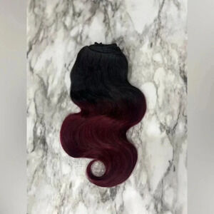12 Inch body Wave Clip In Ombre Black to Burgundy hair extensions